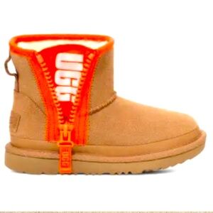 KIDS' CLASSIC MINI ZIPPER TAPE LOGO size 3 Orange and Tan